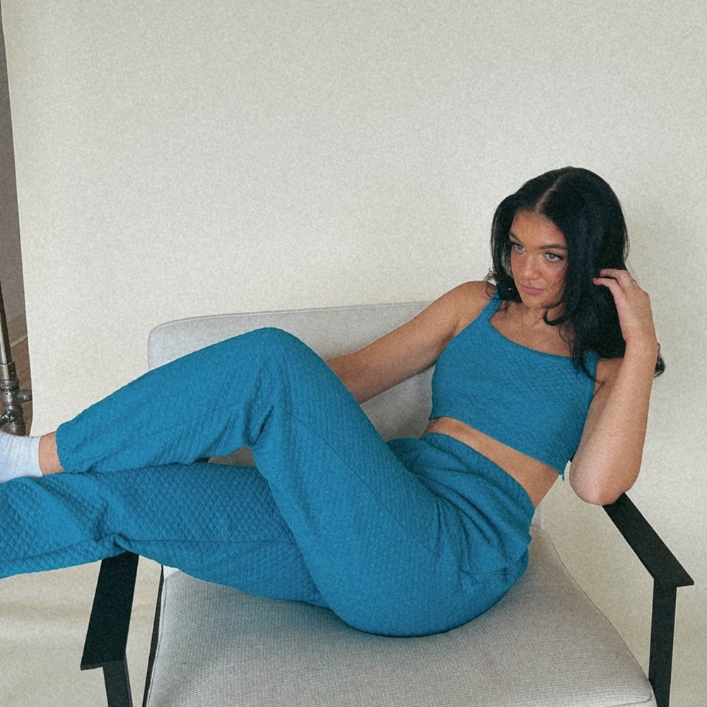 Teal quilted Women's sweat set